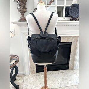 $248 Day & Mood Black Leather Backpack
